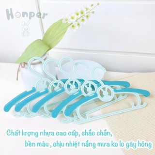 Bộ 5 móc phơi đồ hình thỏ Honper treo quần áo trẻ em cho bé, nhựa cao cấp dày dặn có nấc điều chỉnh dài ngắn.