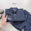 Set denim cọc tay chỉ nổi bé trai (9-25 kg)