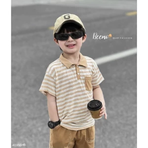 Set polo kẻ ngang phối túi bé trai (9-25 kg)