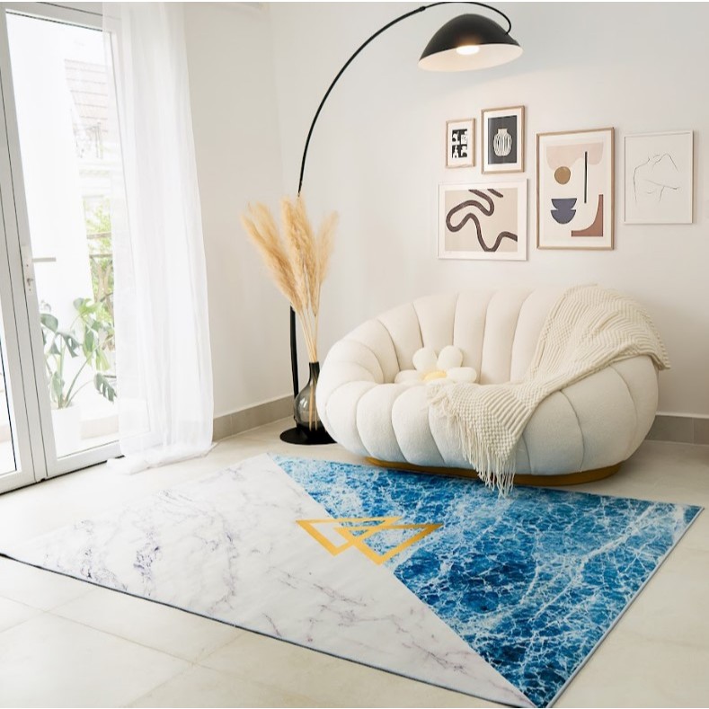 Thảm Nhung Nỉ Trải Sàn Họa Tiết Bắc Âu Tối Giản