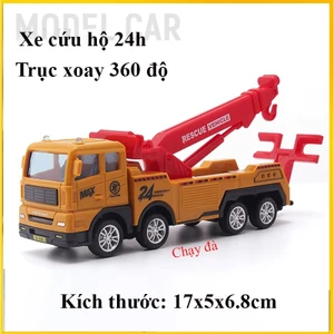 Đồ chơi mô hình xe ô tô cứu hộ 24h bằng nhựa, chạy đà, cần trục xoay 360 độ, kích thước lớn, chi tiết sắc sảo