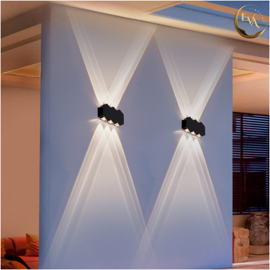Đèn Trang Trí Gắn Tường EVA IP65 Đèn Decor Hiện Đại Ngoài Trời, Trong Nhà Hắt 6 tia, 4 tia, 2 tia bảo hành 12 tháng