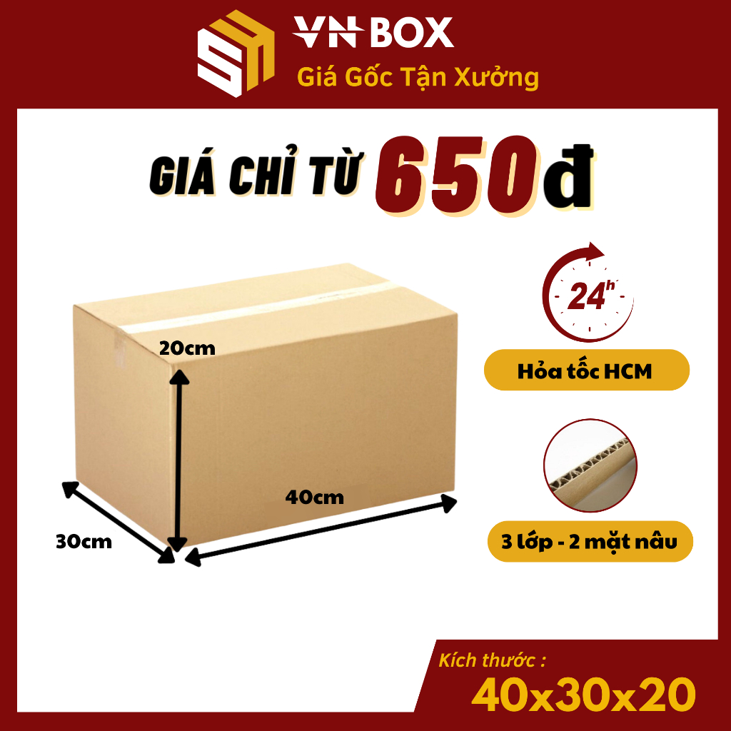 40x30x20 hộp carton đóng hàng, thùng carton gói hàng giá rẻ - VN BOX ...