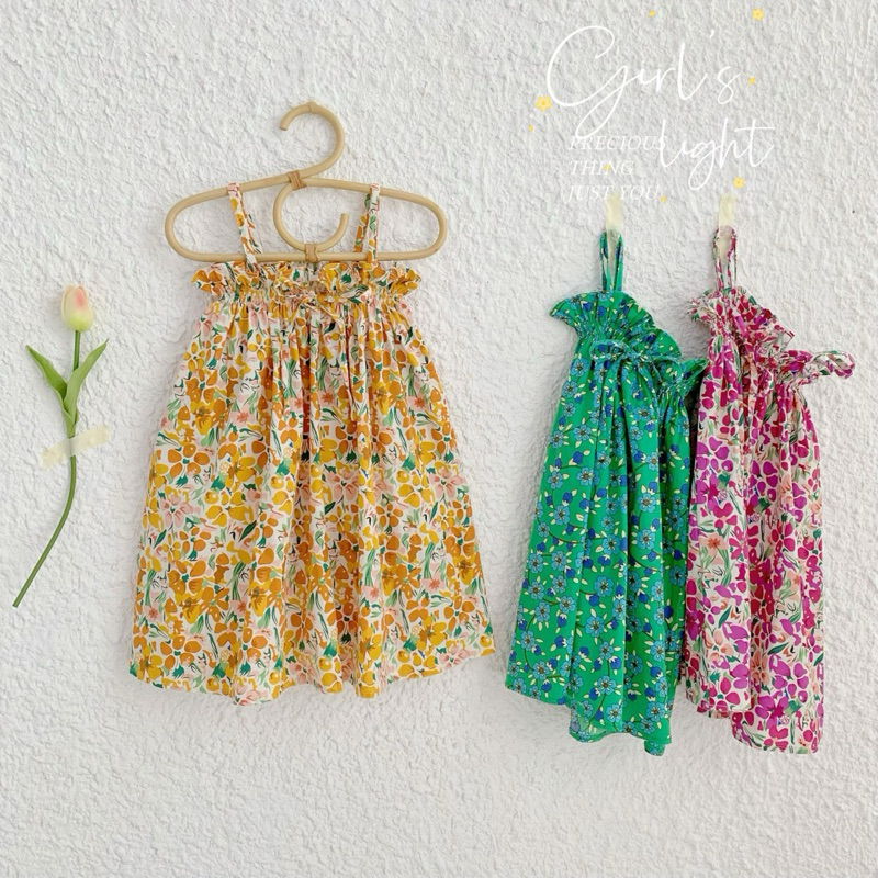Váy Đôi Mẹ Con Hoa Nhí 2 Dây 3 Màu Xinh Xắn Cho Bé & Mẹ (8-65kg) F0859