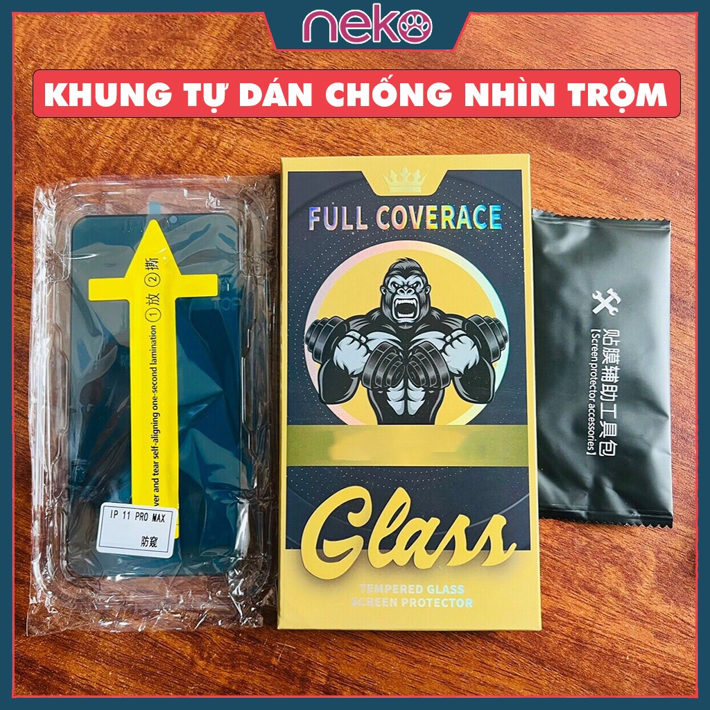 Kính Cường Lực Chống Nhìn Trộm và Trong Suốt có Khung Tự Dán Cho Iphone Full Màn x xr xs 11 12 13 14 15 16 pro max plus