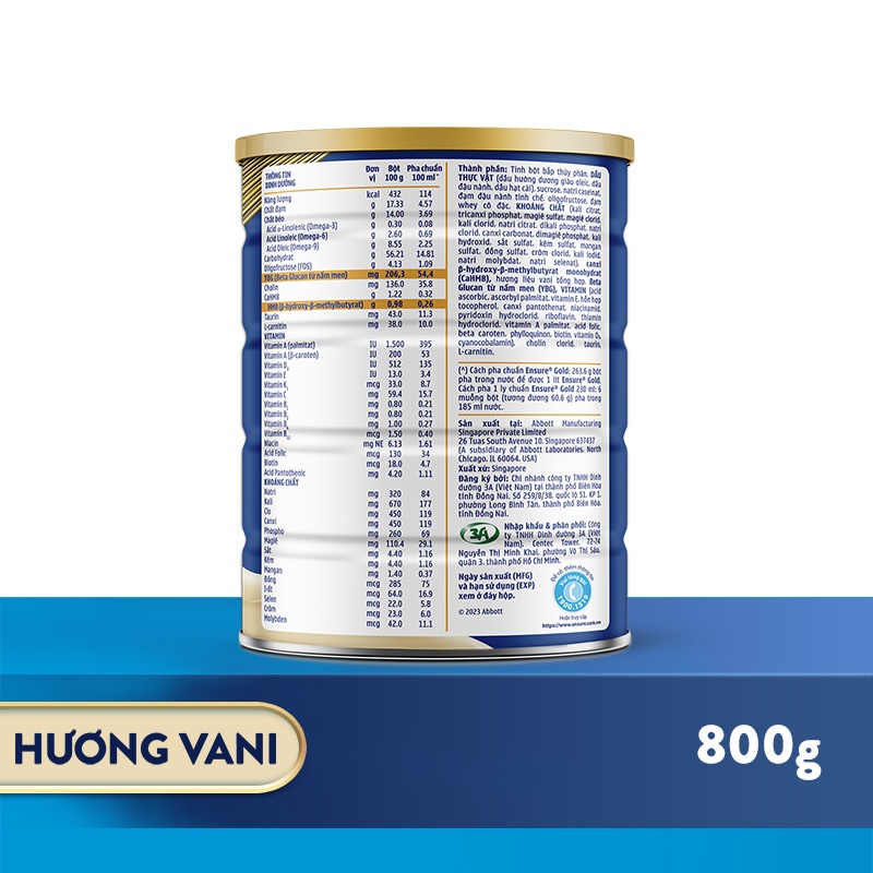 Ảnh Combo 2 Lon Sữa bột Ensure Gold Abbott hương vani 800g/ 850g 1
