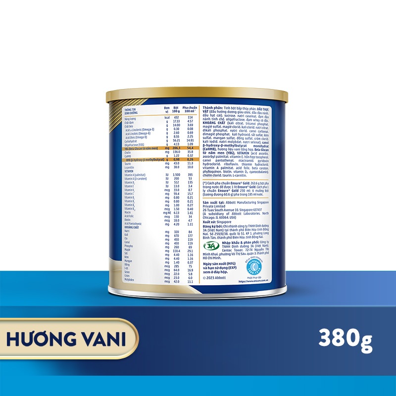 Ảnh Combo 2 Lon Sữa bột Ensure Gold Abbott hương vani 380g/ 400g 1