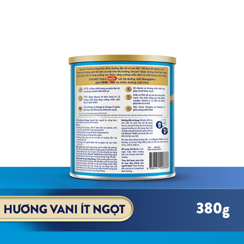 Ảnh Sữa bột Ensure Gold Abbott hương vani ít ngọt 380g/ 400g 2