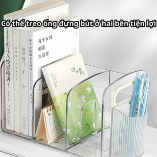 Kệ đựng sách để bàn ECO trong suốt nhiều ngăn chất liệu Acrylic dày dặn, cao cấp có tay cầm