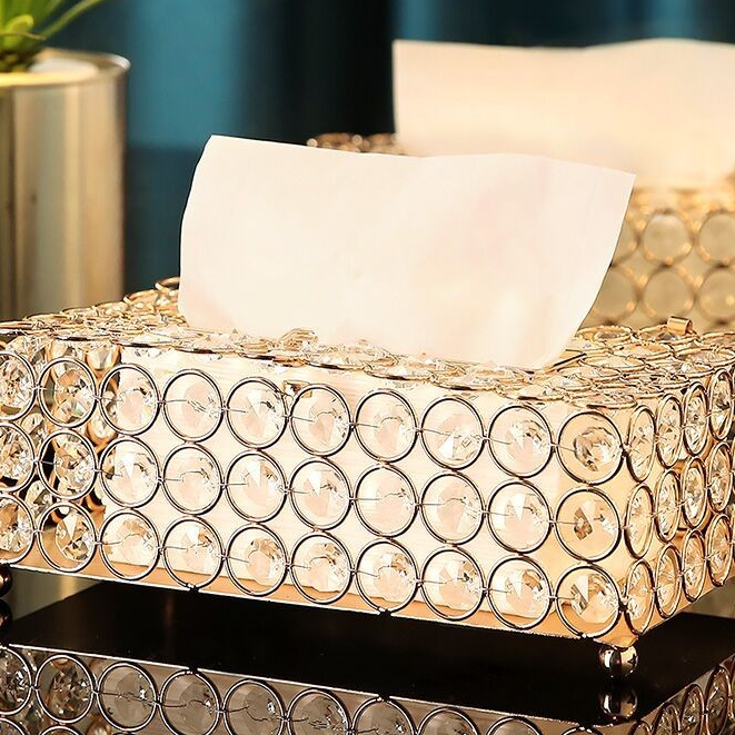 Lưới đỏ Bắc Âu pha lê mô hộp phòng khách xa xỉ sáng tạo đơn giản bàn hiện đại khăn ăn rút giấy hộp