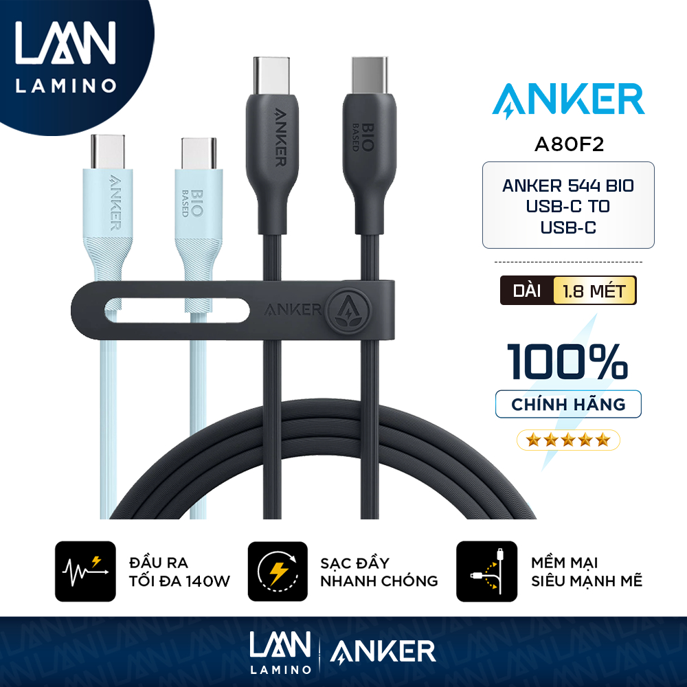 Cáp sạc nhanh Anker 544 USB C to USB C dài 1 8m TPE Bio Based A80F2 LAMINO Shopee Việt Nam