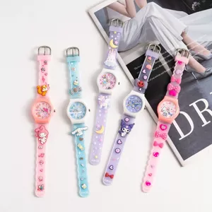 Phim hoạt hình mới Sanrio Kuromi Cinnamon Dog Dây đeo 3D Dây đeo silicon Đồng hồ trẻ em