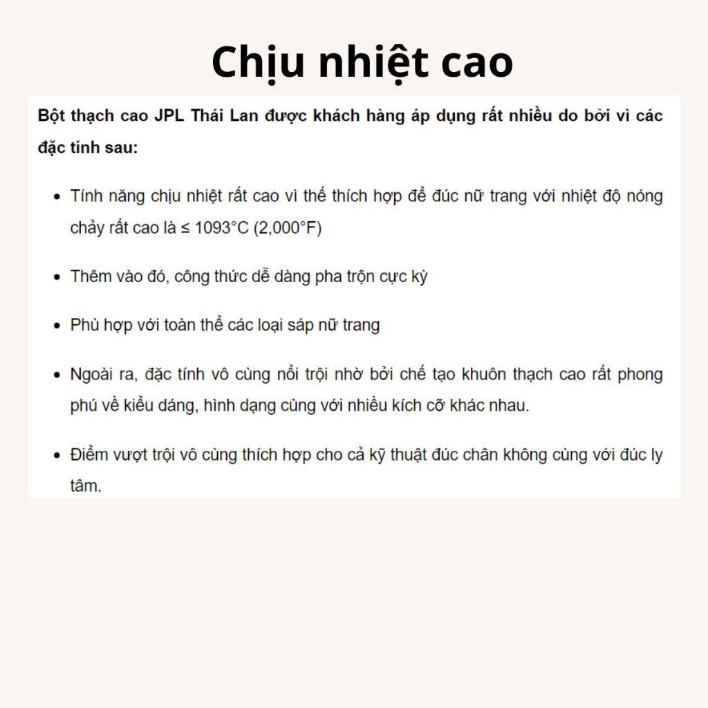 1kg Thạch cao JPL chuyên cho đúc và đúc kim hoàn