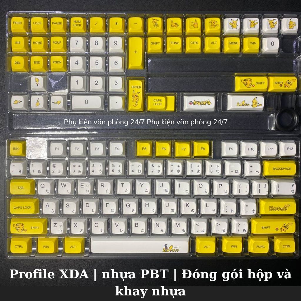 Keycap POKEMON, nhựa PBT,profile XDA, nút keycaps bàn phím cơ, bộ nút ...