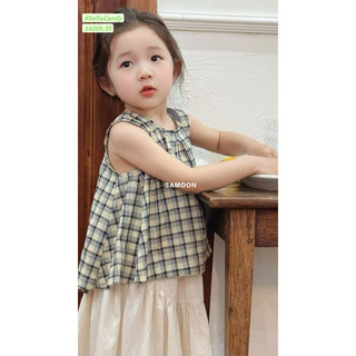 Set tiểu thư bé gái. Đầm bé .Set chân váy kèm áo caro thô cotton Han màu vintage siêu yêu cho bé gái 10-40kg Sofia Candy