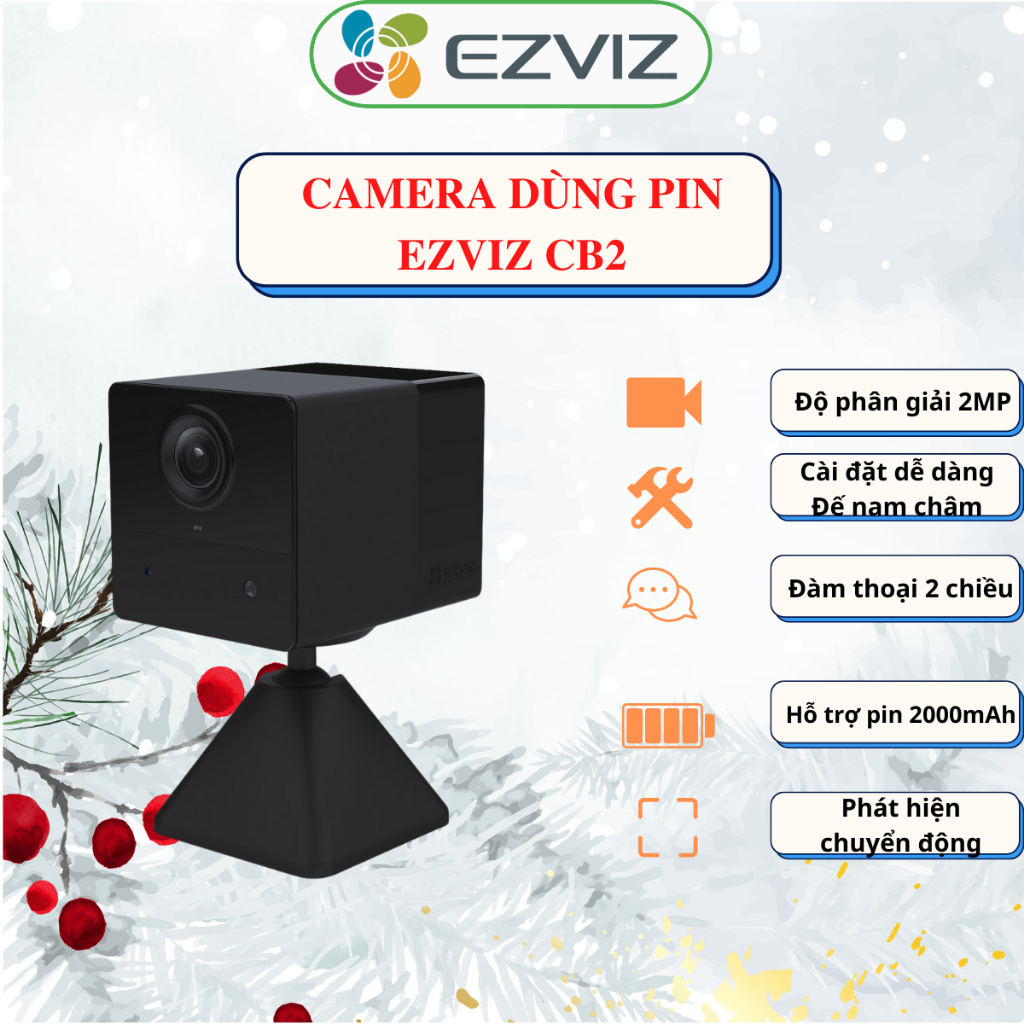 Camera WIFI trong nhà cố định dùng pin sạc EZVIZ CB2 1080P 2MP full HD ...