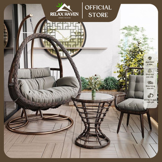 Combo Xích Đu Đôi Phượng Hoàng + Ghế + Bàn, Decor phòng khách, Ban Công, Ngồi Thư Giãn Đọc Sách/Relax Haven HCM