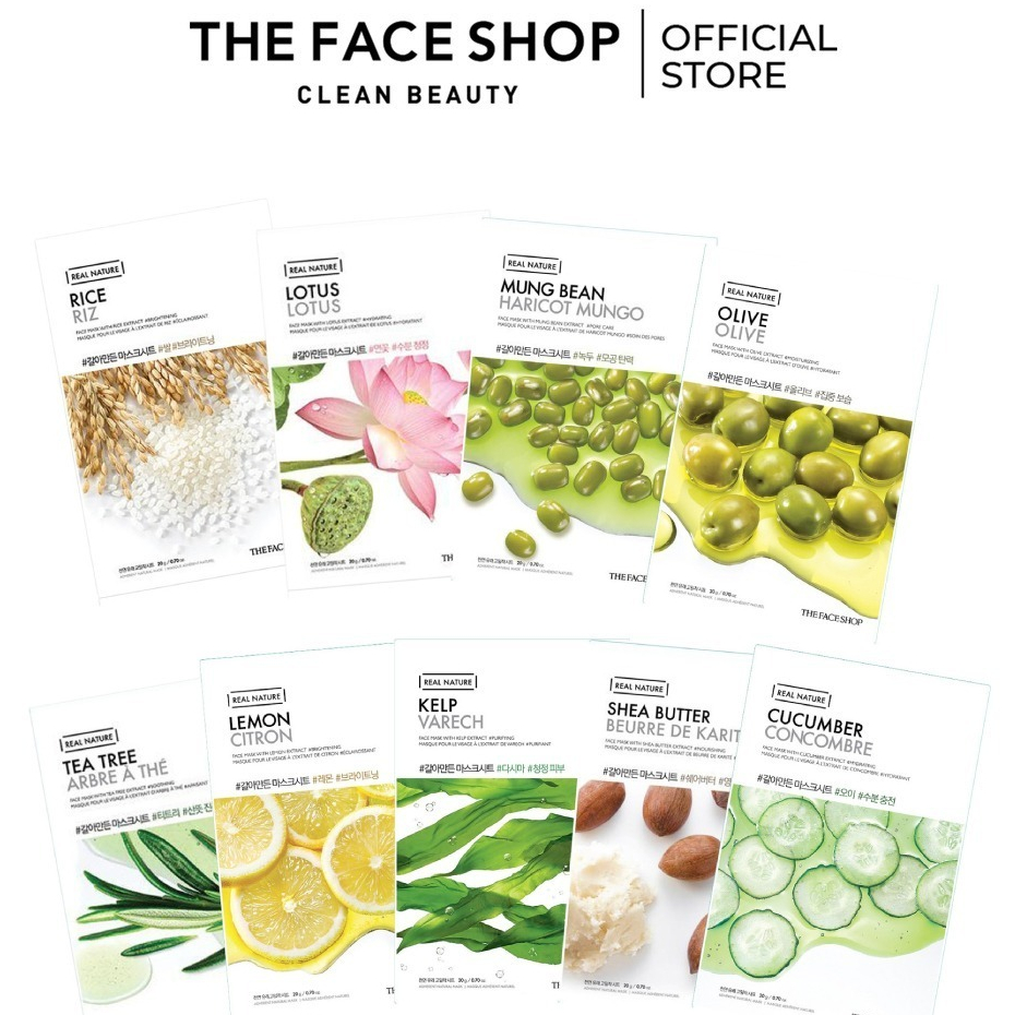 Ảnh Set 30 Mặt Nạ Real Nature THE FACE SHOP Dưỡng Ẩm 20g (mix nhiều loại) 1