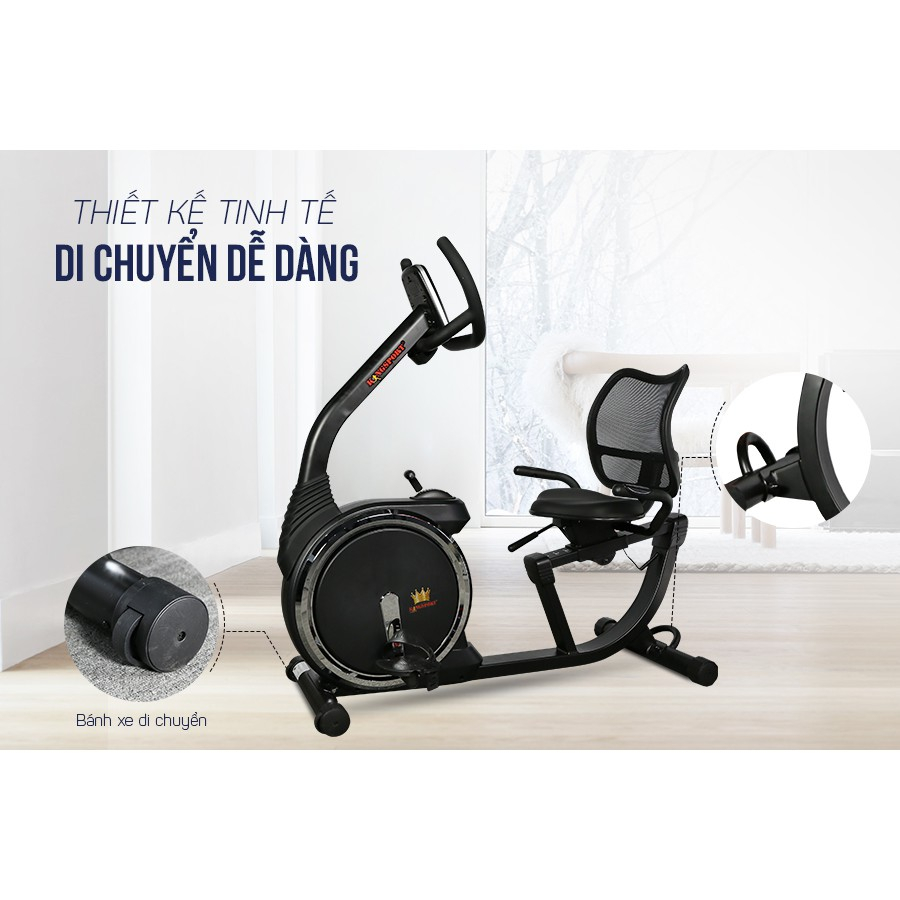 Xe đạp tập KINGSPORT KS-5807 kháng lực từ tính, ghế tựa phù hợp người lớn tuổi
