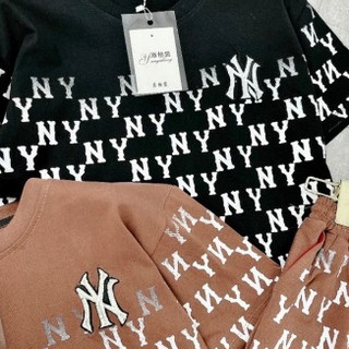 Set Bộ Thể Thao Nữ Họa Tiết Thêu Logo NY Mặc Thoáng Mát-Bộ Nam Nữ In Chữ Ny Toàn Thân Chất Cotton Phong Cách Boy Phố2024
