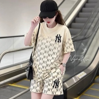 Set Bộ Thể Thao Nữ Họa Tiết Thêu Logo NY Mặc Thoáng Mát-Bộ Nam Nữ In Chữ Ny Toàn Thân Chất Cotton Phong Cách Boy Phố2024