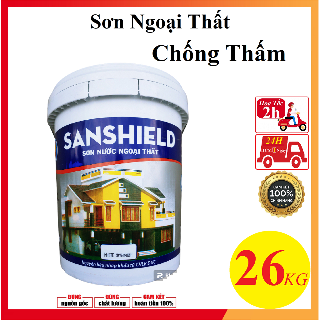 Product image 26kg Sơn nước ngoài trời cao cấp chống thấm nhiều màu trang trí nhà, decor ngoại thất mặt tiền nhà 1