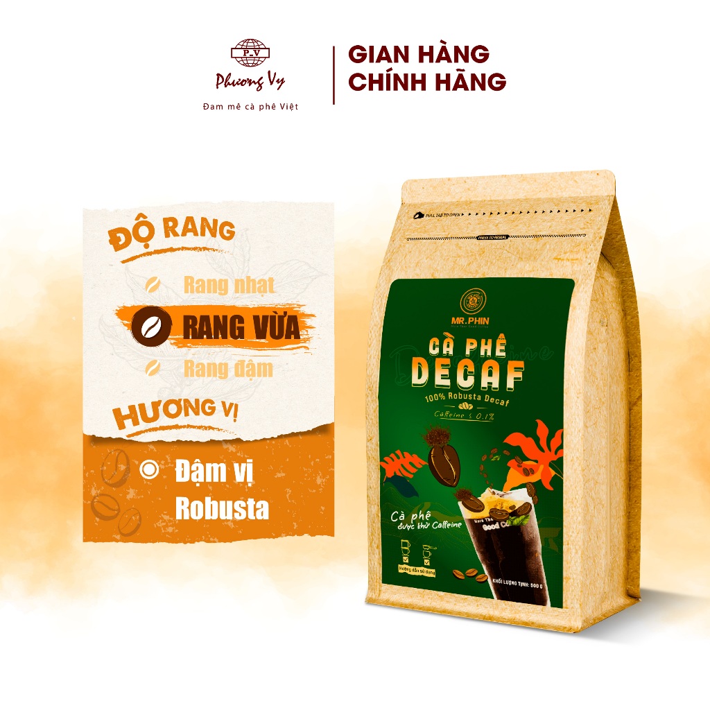 Ảnh Cà Phê Mr. Phin Robusta Decaf cao cấp 500g, dành cho người nhạy cảm caffeine, Phương Vy Coffee 3