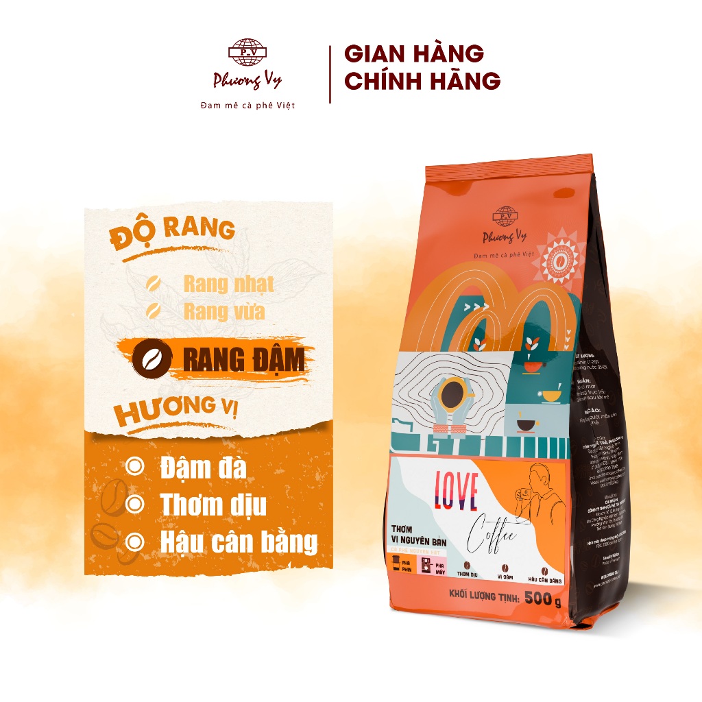 Ảnh Cà Phê Nguyên Chất Love Coffee 500g thơm dịu, vị đậm, hậu cân bằng, Phương Vy Coffee 3