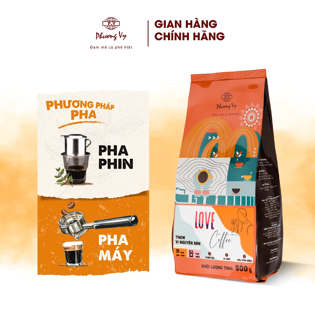 Ảnh Cà Phê Nguyên Chất Love Coffee 500g thơm dịu, vị đậm, hậu cân bằng, Phương Vy Coffee 4