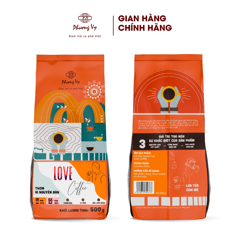 Ảnh Cà Phê Nguyên Chất Love Coffee 500g thơm dịu, vị đậm, hậu cân bằng, Phương Vy Coffee 2