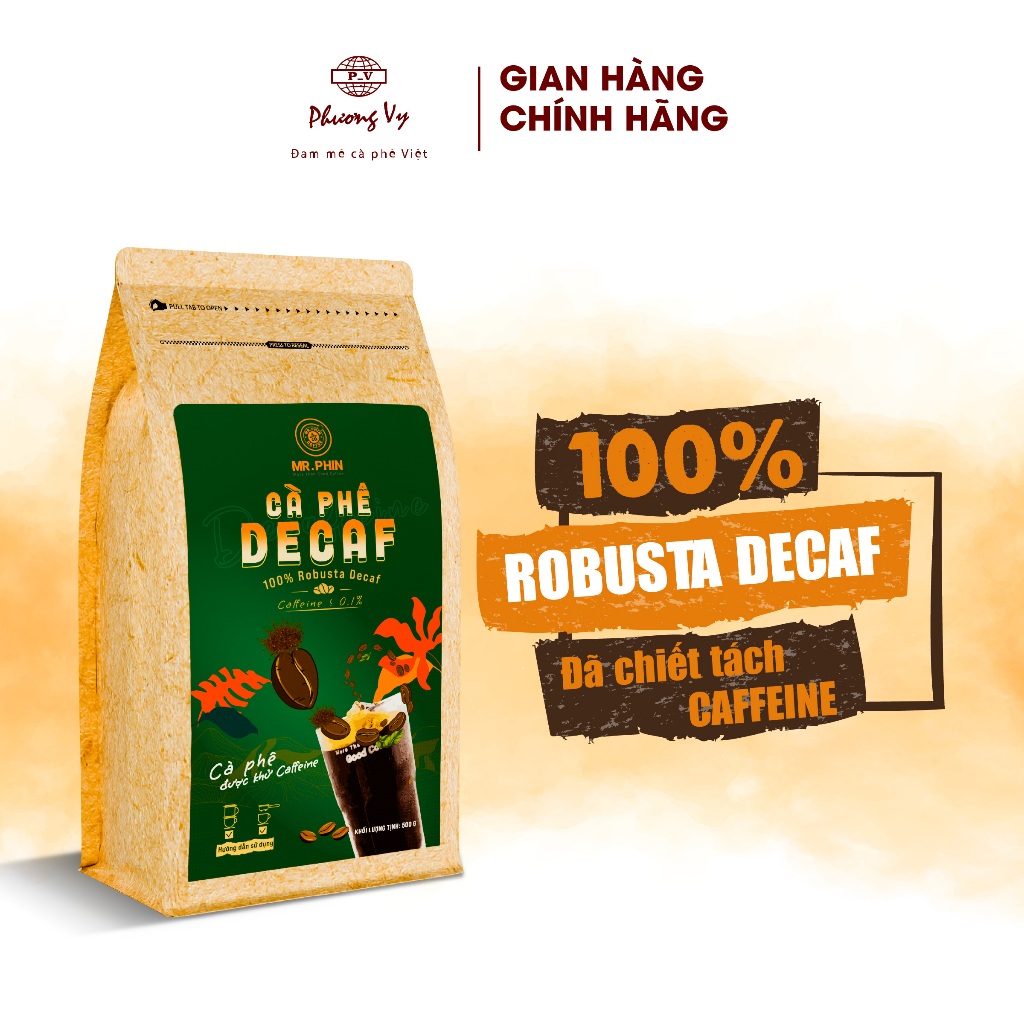 Ảnh Cà Phê Mr. Phin Robusta Decaf cao cấp 500g, dành cho người nhạy cảm caffeine, Phương Vy Coffee 1