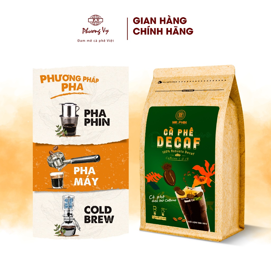 Ảnh Cà Phê Mr. Phin Robusta Decaf cao cấp 500g, dành cho người nhạy cảm caffeine, Phương Vy Coffee 4