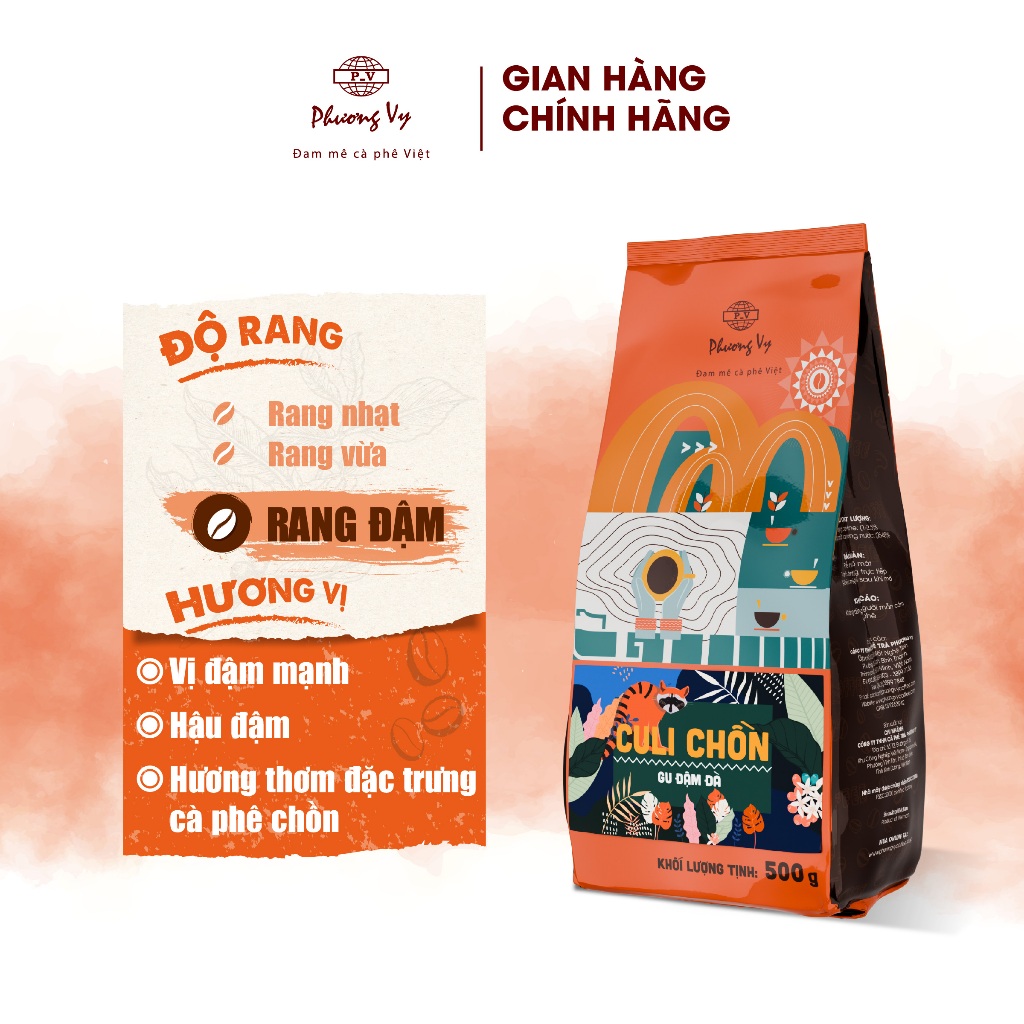 Ảnh Cà Phê Truyền Thống Culi Chồn 500g vị đậm mạnh, hậu đậm, Phương Vy Coffee 3