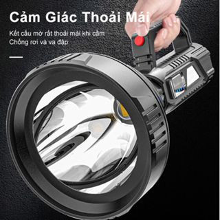 Đèn pin siêu sáng chiếu xa 500m chống thấm nước có chân đế Đèn pin cầm tay mini siêu sáng sạc điện