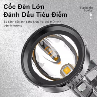 Đèn pin siêu sáng chiếu xa 500m chống thấm nước có chân đế Đèn pin cầm tay mini siêu sáng sạc điện