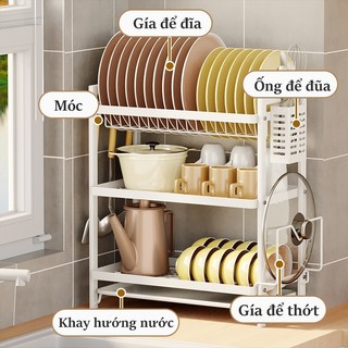 Gslife Kệ Úp Chén Bát 2 Tầng Kèm Khay Hứng Nước Đa Năng Cao Cấp Kệ Để Bát Đĩa Với Bộ Phụ Kiện Đầy Đủ