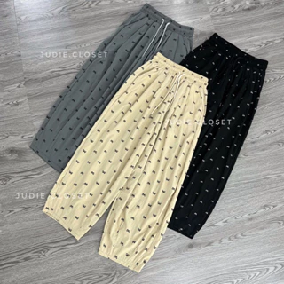 Quần Bom Nữ Dáng Lửng Chất Gió Lạnh Mềm Mỏng Mát in Nơ,Quần Ống Rộng Dáng Ngắn Cho Nữ JUDIE