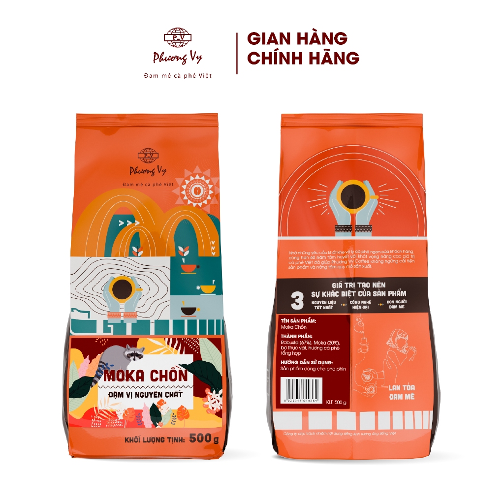 Ảnh Cà Phê Nguyên Chất Moka Chồn 500g vị đậm, thơm dịu, hậu cân bằng, Phương Vy Coffee 2