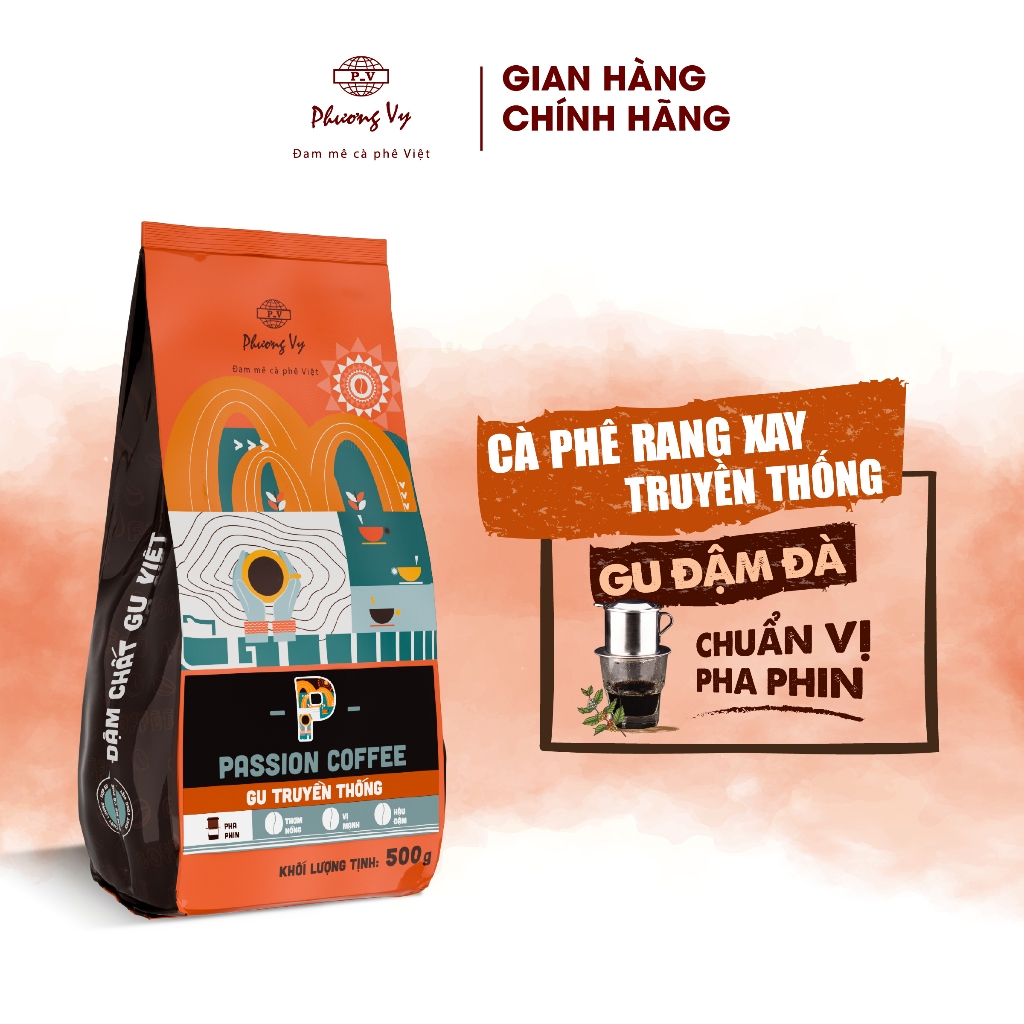 Ảnh Cà Phê Truyền Thống Passion Coffee 500g vị đậm mạnh, thơm nồng, hậu đậm, Phương Vy Coffee 1