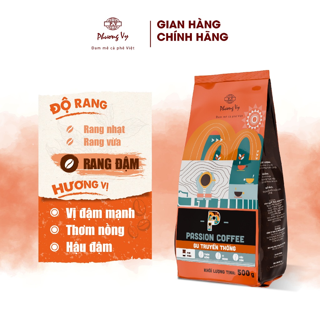 Ảnh Cà Phê Truyền Thống Passion Coffee 500g vị đậm mạnh, thơm nồng, hậu đậm, Phương Vy Coffee 3
