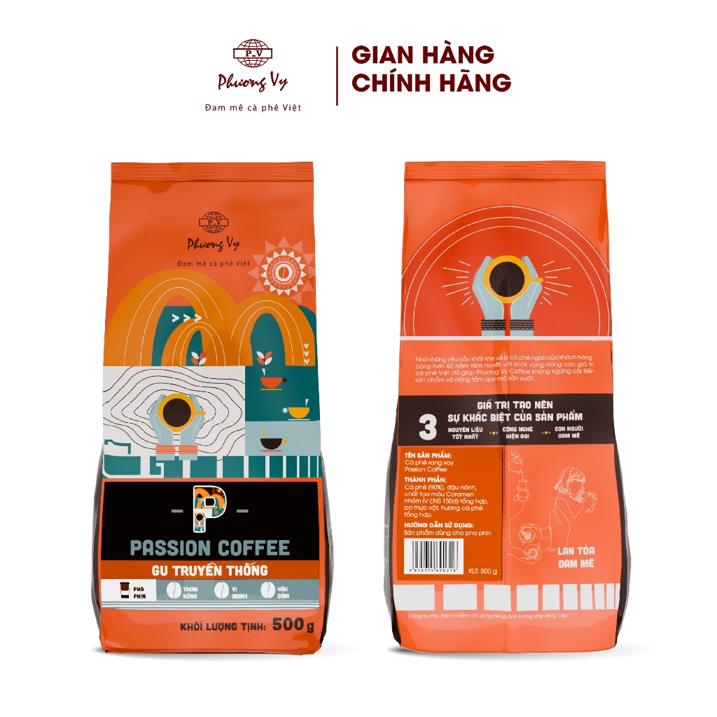 Ảnh Cà Phê Truyền Thống Passion Coffee 500g vị đậm mạnh, thơm nồng, hậu đậm, Phương Vy Coffee 2