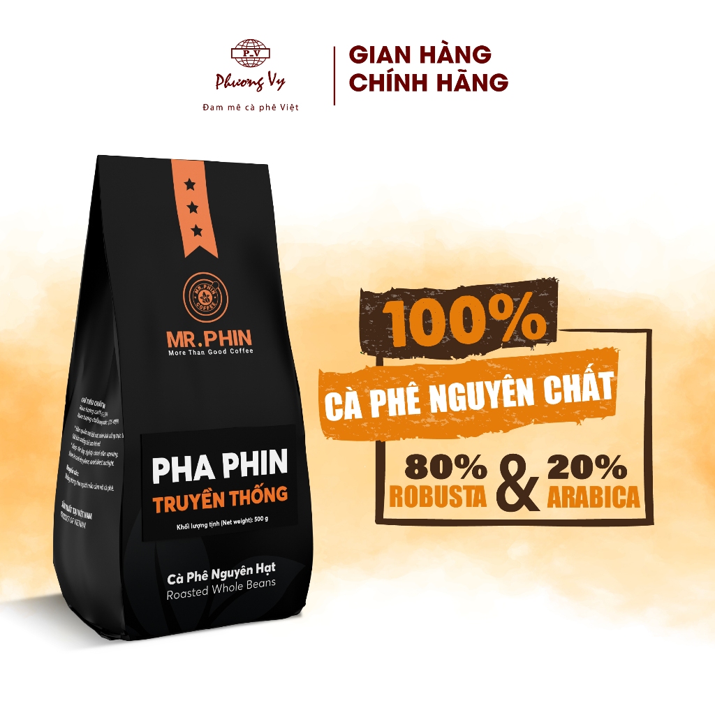 Ảnh Cà Phê Nguyên Chất Mr. Phin Pha Phin Truyền Thống 500g đậm đà, ngọt nhẹ, body dày, Phương Vy Coffee 1