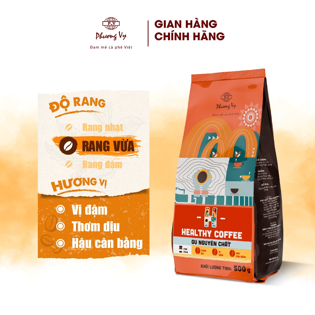 Ảnh Cà Phê Nguyên Chất Healthy Coffee 500g vị đậm, thơm dịu, Phương Vy Coffee 3