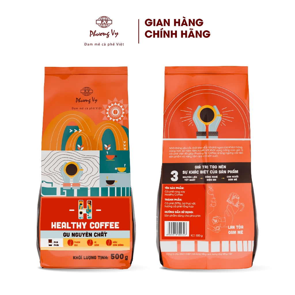 Ảnh Cà Phê Nguyên Chất Healthy Coffee 500g vị đậm, thơm dịu, Phương Vy Coffee 2