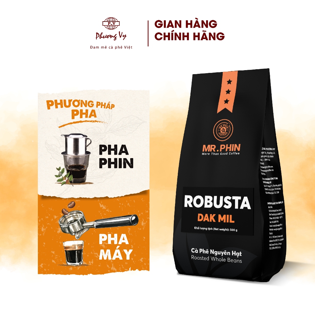Ảnh Cà Phê Nguyên Chất Mr. Phin Robusta Dak Mil 500g thơm, đậm đà, không chua, Phương Vy Coffee 4