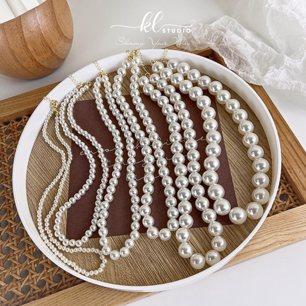Vòng Cổ Ngọc Trai Nữ Dây Chuyền Ngọc Trai Nhân Tạo Nhiều Size Cổ Điển Vòng Ngọc Trai Ngắn - KL.STUDIO N19