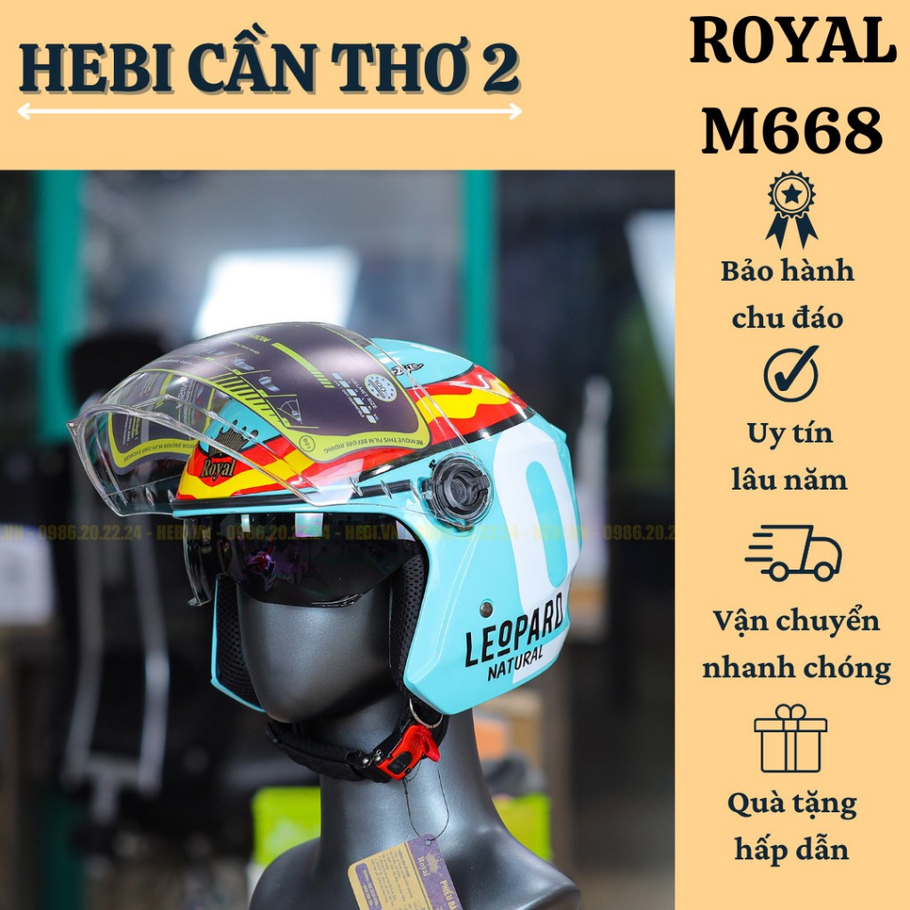 Nón 3/4 2 Kính Royal M668 Đủ Màu Giá Rẻ + Túi Hộp Fullbox Sticker Trang ...