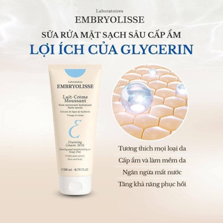 Sữa Rửa Mặt Embryolisse Sạch Sâu, Cấp Ẩm Lait-Crème Moussant Dịu Nhẹ Phục Hồi Da 200ml