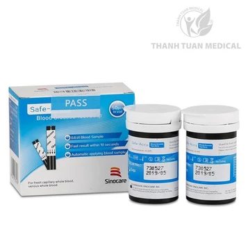 GIAO NHANH - Que thử máy đo đường huyết Sinocare Safe Accu hộp 50 que, date mới 2027 VÀ 2028