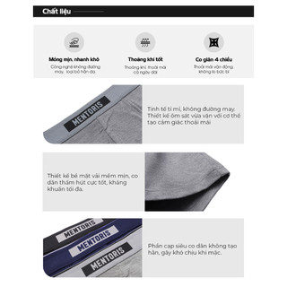 Quần lót nam boxer MENTORIS, ôm sát cơ thể, co giãn 4 chiều, kháng khuẩn, khử mùi MBX02
